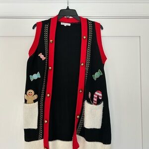 Super cute Christmas / Holiday sweater vest jacket festive classy Medium